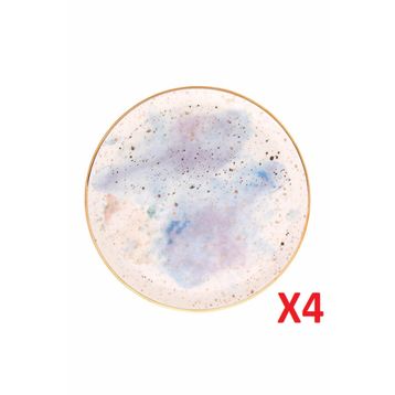 Porland Cosmos Desen 24 cm 4'lü Düz Tabak