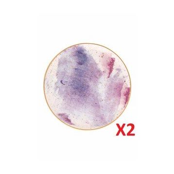 Porland Cosmos Desen 2'li 24 cm Düz Tabak