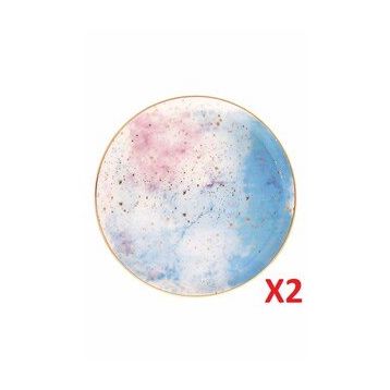 Porland Cosmos Desen 2'li 24 cm Düz Tabak