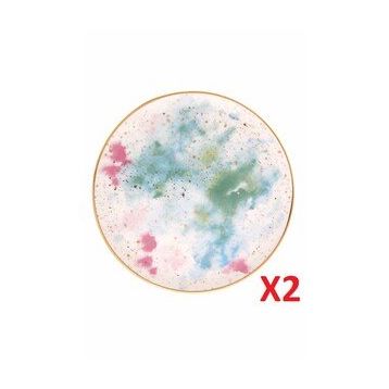 Porland Cosmos Desen 2'li 24 cm Düz Tabak