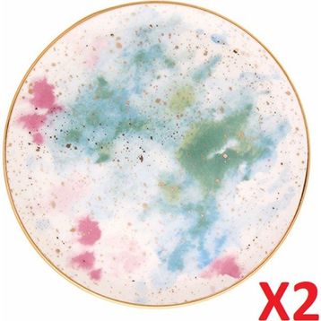 Porland Cosmos Desen 2'li 24 cm Düz Tabak