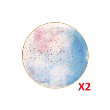 Porland Cosmos Desen 2'li 24 cm Düz Tabak