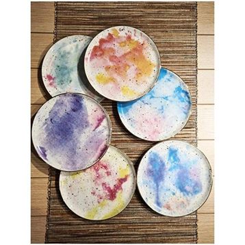 Porland Cosmos Karma Desen 17 cm 6'lı Tatlı Tabağı
