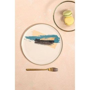Porland Dash 21 cm Renkli Düz Pasta Tabağı
