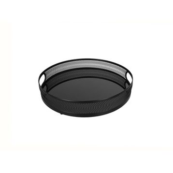 Porland Decipula Siyah 30 cm Yuvarlak Tepsi