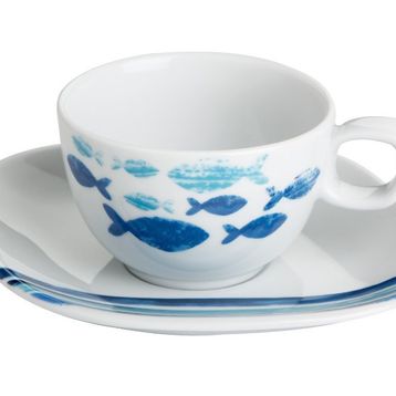 Porland Deep Blue Desen3 Tabaklı 285 cc Çay Fincanı