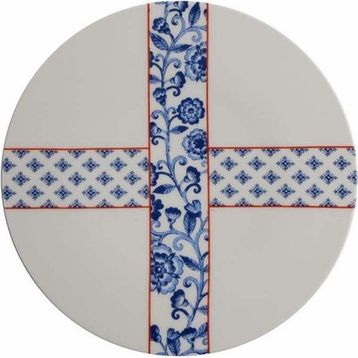 Porland Folksy Desen 3 21 cm Porselen Düz Tabak