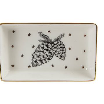 Porland Forest Pine Cone 7x11 cm 2 Adet Kahvaltı ve Meze Tabağı