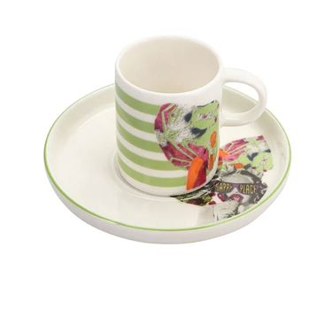 Porland Funky Desen 3 85 cc 6 Adet Tabaklı Kahve Fincanı