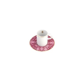 Porland Glamorous Fuşya Tabaklı 80 cc 6 Adet Kahve Fincanı