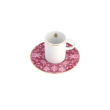Porland Glamorous Fuşya Tabaklı 80 cc 6 Adet Kahve Fincanı