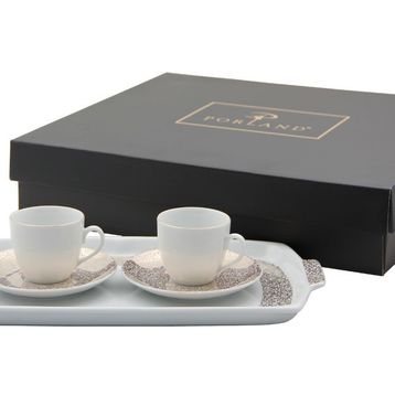 Porland Gold Bordür 80 cc 5 Parça 2 Kişilik Kahve Takımı