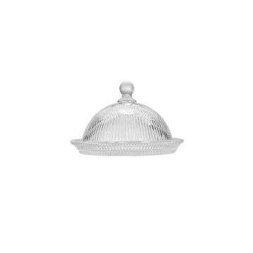 Porland Line 13 cm Kapaklı Cam Pasta Tabağı