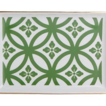 Porland Morocco Desen 1 Yeşil 18x13 cm Porselen Kahvaltı Tabağı
