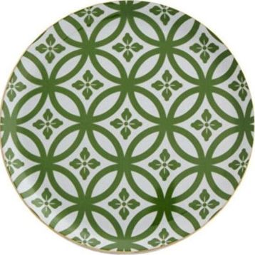 Porland Morocco Desen 1 Yeşil 24 cm Düz Tabak