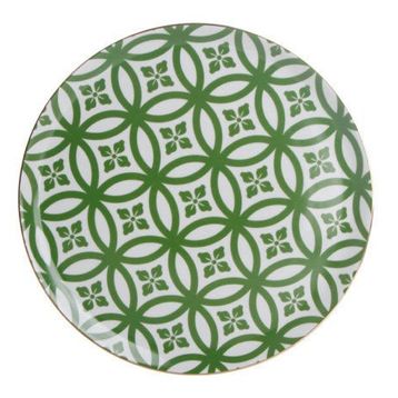 Porland Morocco Desen 1 Yeşil 28 cm Porselen Düz Tabak