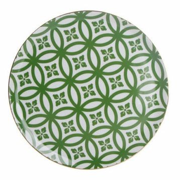 Porland Morocco Desen 1 Yeşil 28 cm Porselen Düz Tabak