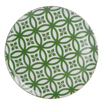 Porland Morocco Desen 1 Yeşil 28 cm Porselen Düz Tabak