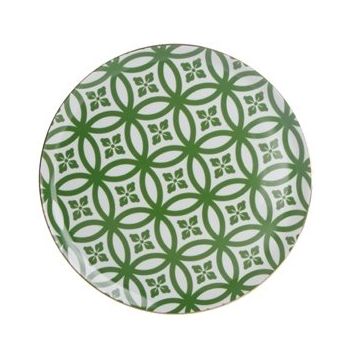 Porland Morocco Desen 1 Yeşil 28 cm Porselen Düz Tabak