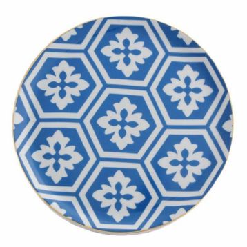 Porland Morocco Desen 2 Mavi 24 cm Düz Tabak