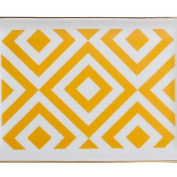 Porland Morocco Desen 4 Sarı 18x13 cm Porselen Kahvaltı Tabağı