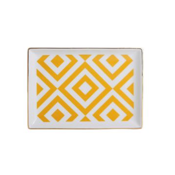 Porland Morocco Desen 4 Sarı 18x13 cm Porselen Kahvaltı Tabağı