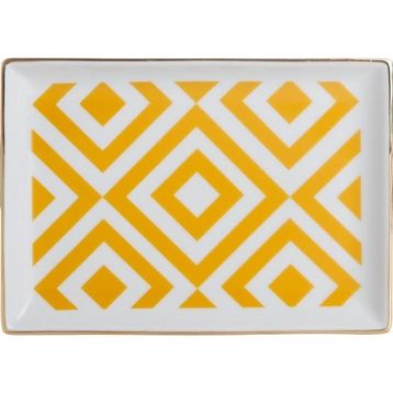 Porland Morocco Desen 4 Sarı 18x13 cm Porselen Kahvaltı Tabağı