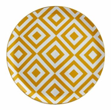 Porland Morocco Desen 4 Sarı 24 cm Düz Tabak