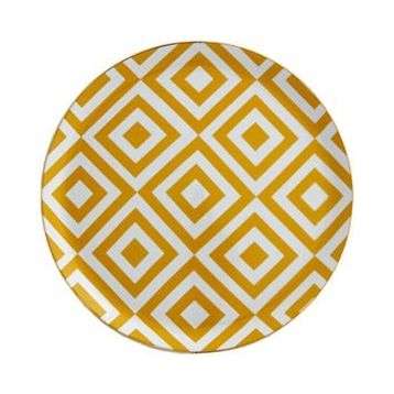 Porland Morocco Desen 4 Sarı 24 cm Düz Tabak