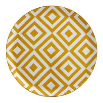 Porland Morocco Desen 4 Sarı 24 cm Düz Tabak