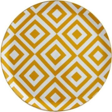 Porland Morocco Desen 4 Sarı 24 cm Düz Tabak