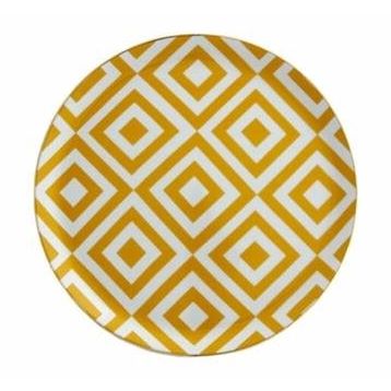 Porland Morocco Desen 4 Sarı 24 cm Düz Tabak