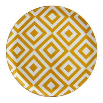 Porland Morocco Desen 4 Sarı 24 cm Düz Tabak