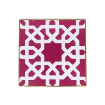 Porland Morocco Desen 5 Fuşya 10x10 cm Bardak Altlığı