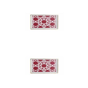 Porland Morocco Desen 5 Fuşya 18x13 cm Porselen Kahvaltı Tabağı