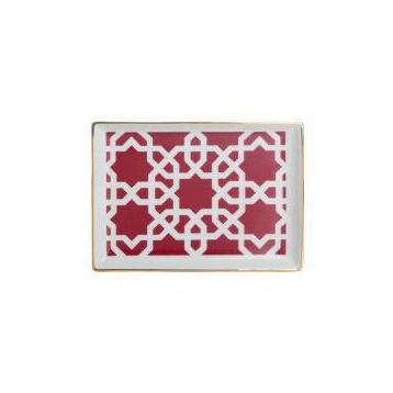 Porland Morocco Desen 5 Fuşya 18x13 cm Porselen Kahvaltı Tabağı