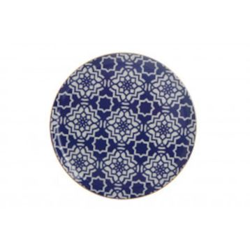 Porland Morocco Desen 7 Mor 28 cm Porselen Düz Tabak