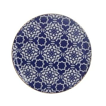 Porland Morocco Desen 7 Mor 28 cm Porselen Düz Tabak