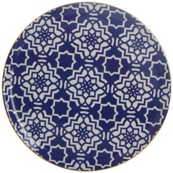 Porland Morocco Desen 7 Mor 28 cm Porselen Düz Tabak