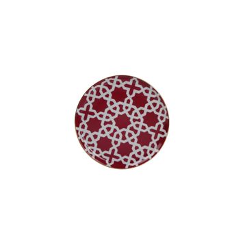 Porland Morocco Fuşya Desen 5 20 cm Porselen Düz Tabak
