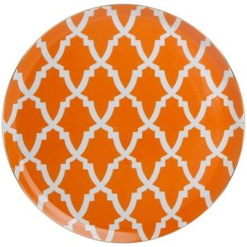 Porland Morocco Turuncu Desen 3 28 cm Porselen Düz Tabak