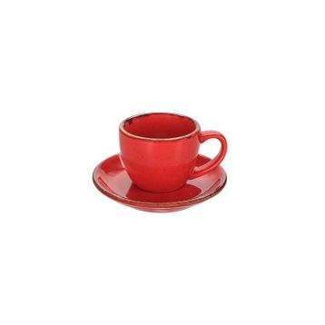 Porland New Standard Seasons Kırmızı Tabaklı 90 cc 12 Adet Kahve Fincanı