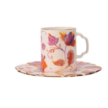 Porland Pinky 80 cc Desen 1 Tabaklı Kahve Fincanı