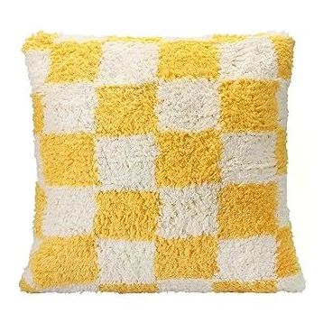 Porland Pop Plaid Sarı 45x45 cm Dokuma Yastık