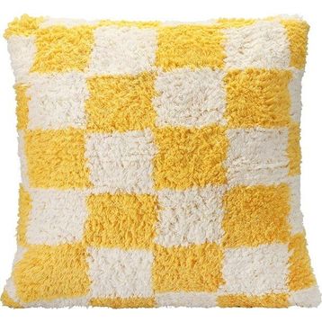 Porland Pop Plaid Sarı 45x45 cm Dokuma Yastık