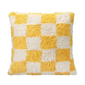 Porland Pop Plaid Sarı 45x45 cm Dokuma Yastık