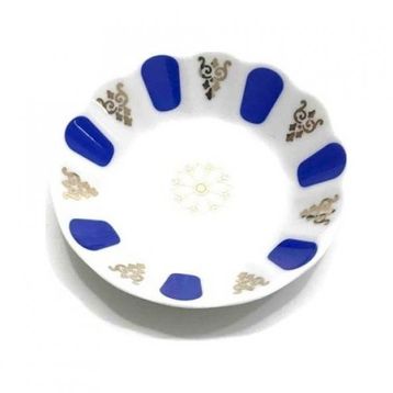 Porland Porselen 11 cm 6'lı Mavi Yaldızlı Çay Tabağı