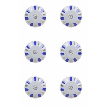 Porland Porselen 11 cm 6'lı Mavi Yaldızlı Çay Tabağı