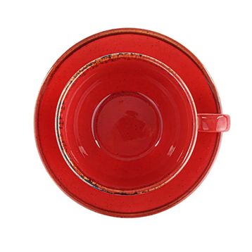 Porland Seasons 370 cc 6 Adet Kırmızı Tabaklı Çay Fincanı