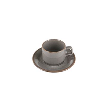 Porland Seasons Koyu Gri 190 cc 6 Adet Tabaklı Çay Fincanı